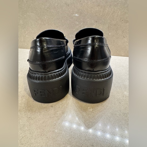 Fendi Black Slip-On Loafers with Gold Accent 38.5 - Picture 4 of 5